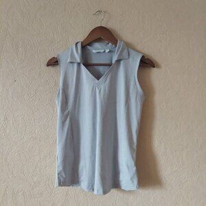 Lady Hagen Light Grey Sleeveless Polo V-neck Tank Golf Athletic Sz Small